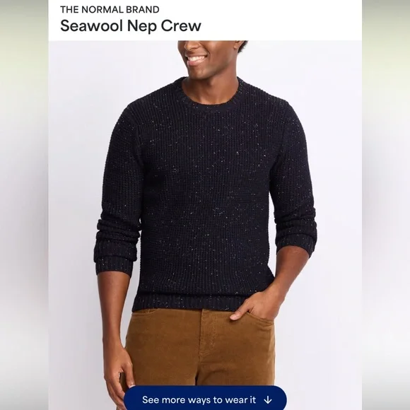 NWOT The Normal Brand Seawool Nep Crew Navy. Size M. Never worn. - Picture 1 of 10